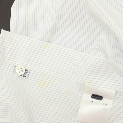 【中古】ボリエッロ BORRIELLO コットン ストライプ タブカラー ドレスシャツ ホワイトxブルー【サイズ表示なし（S位）】【 状態ランクC 】【 メンズ 】