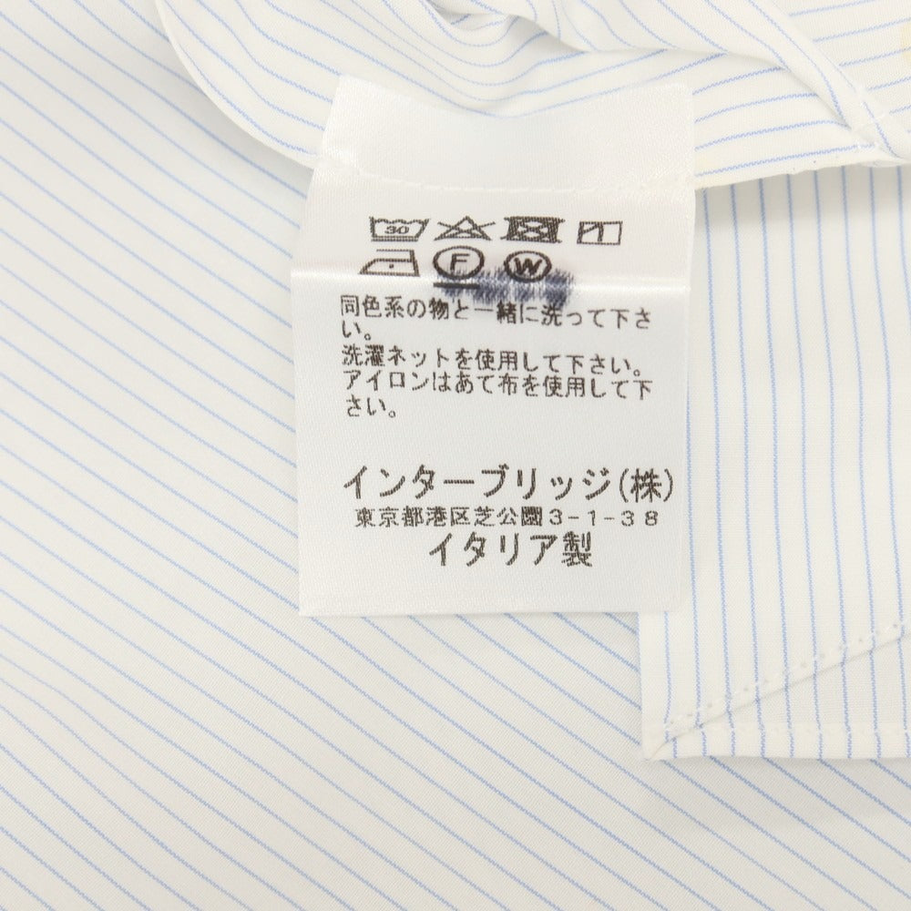 【中古】ボリエッロ BORRIELLO コットン ストライプ タブカラー ドレスシャツ ホワイトxブルー【サイズ表示なし（S位）】【 状態ランクC 】【 メンズ 】