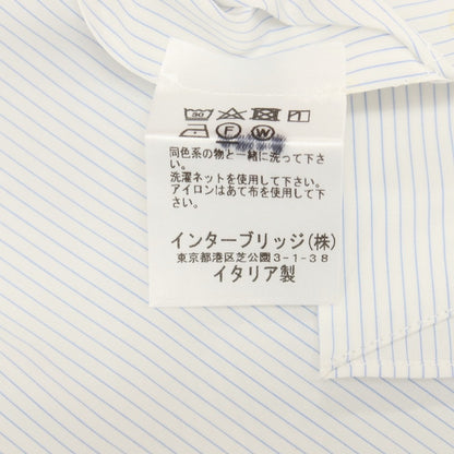 【中古】ボリエッロ BORRIELLO コットン ストライプ タブカラー ドレスシャツ ホワイトxブルー【サイズ表示なし（S位）】【 状態ランクC 】【 メンズ 】