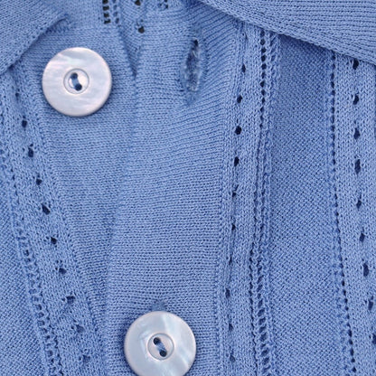【新品アウトレット】ベルベスト Belvest コットン系 半袖 ポロニット ブルー【サイズ50（紙タグ表記）】【 状態ランクN- 】【 メンズ 】