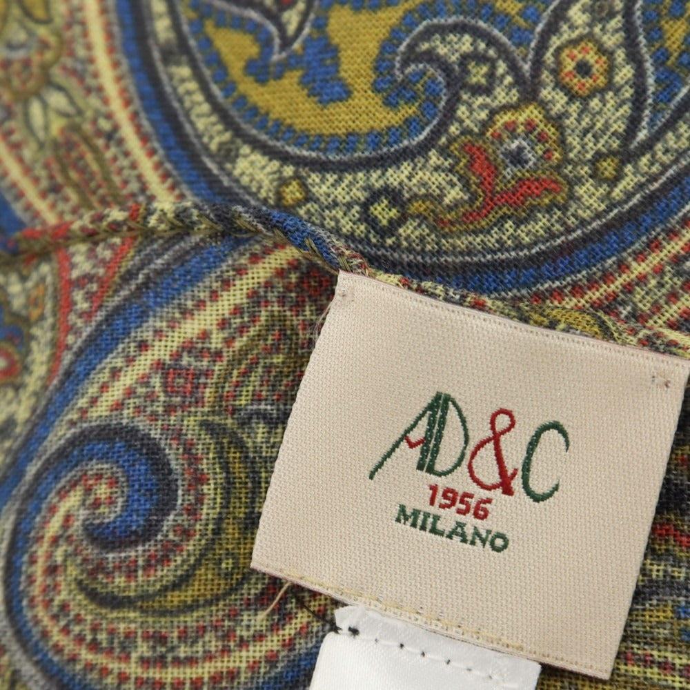 【新品】アーディーアンドシー AD&amp;C 1956 ウール 更紗柄 プリント ストール オリーブ【 状態ランクN 】【 メンズ 】