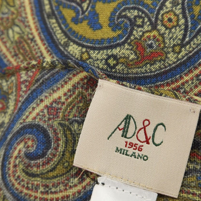 【新品】アーディーアンドシー AD&amp;C 1956 ウール 更紗柄 プリント ストール オリーブ【 状態ランクN 】【 メンズ 】