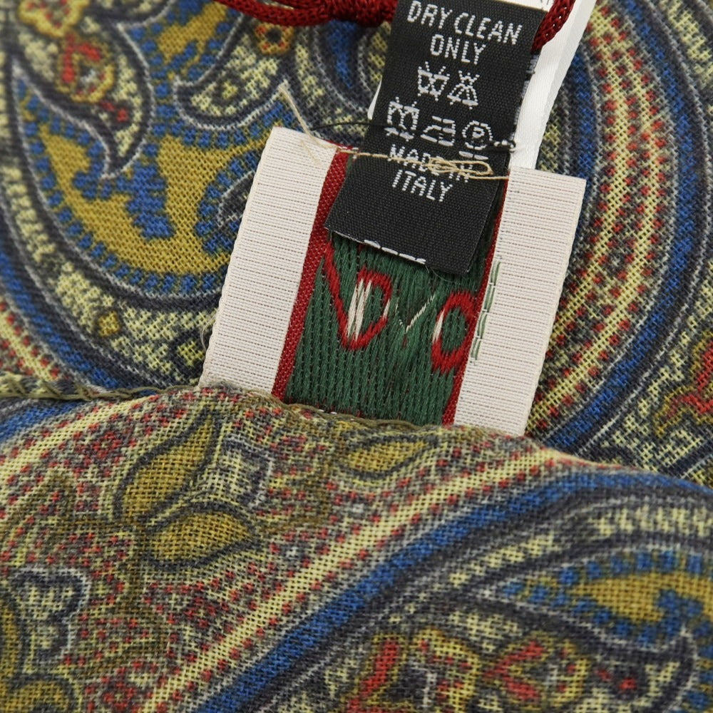 【新品】アーディーアンドシー AD&amp;C 1956 ウール 更紗柄 プリント ストール オリーブ【 状態ランクN 】【 メンズ 】
