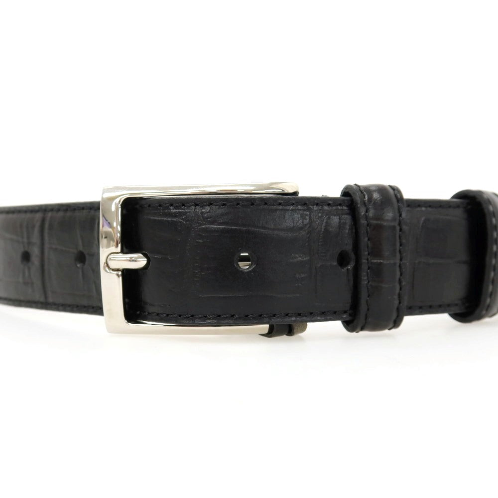 【新品】フェリージ Felisi 85/07 クロコダイル 型押しレザー ベルト ブラックxシルバー【サイズ75】【 状態ランクN 】【 メンズ 】