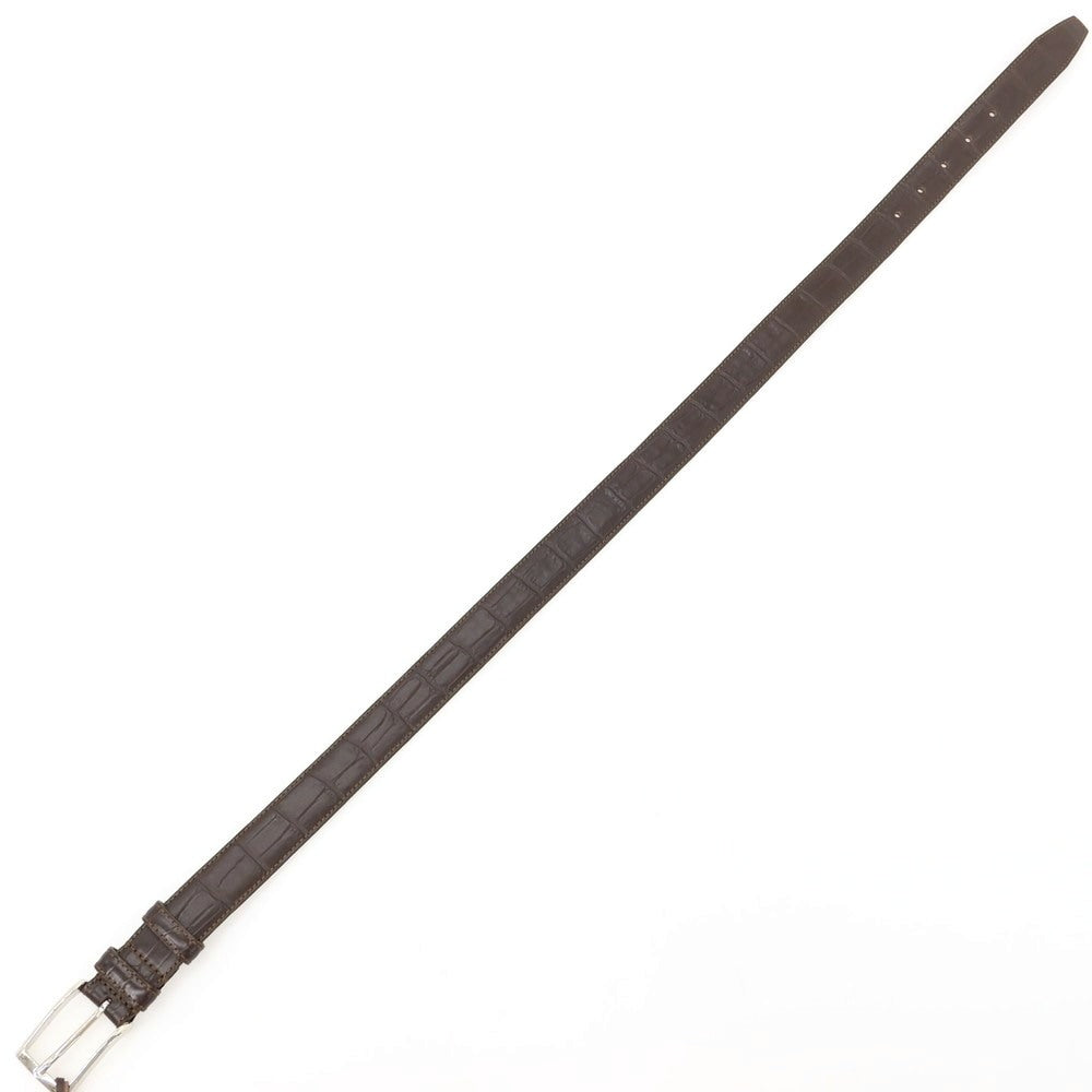 【新品】フェリージ Felisi 85/07 クロコダイル 型押しレザー ベルト ダークブラウンxシルバー【サイズ75】【 状態ランクN 】【 メンズ 】