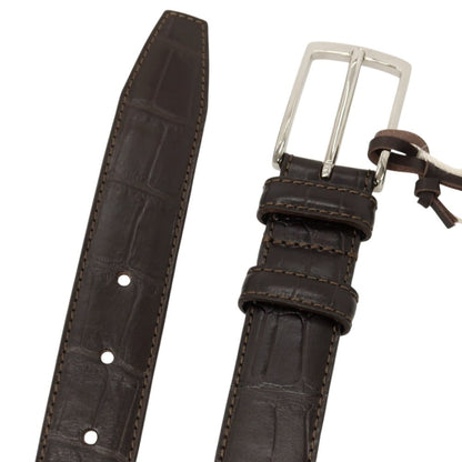 【新品】フェリージ Felisi 85/07 クロコダイル 型押しレザー ベルト ダークブラウンxシルバー【サイズ75】【 状態ランクN 】【 メンズ 】