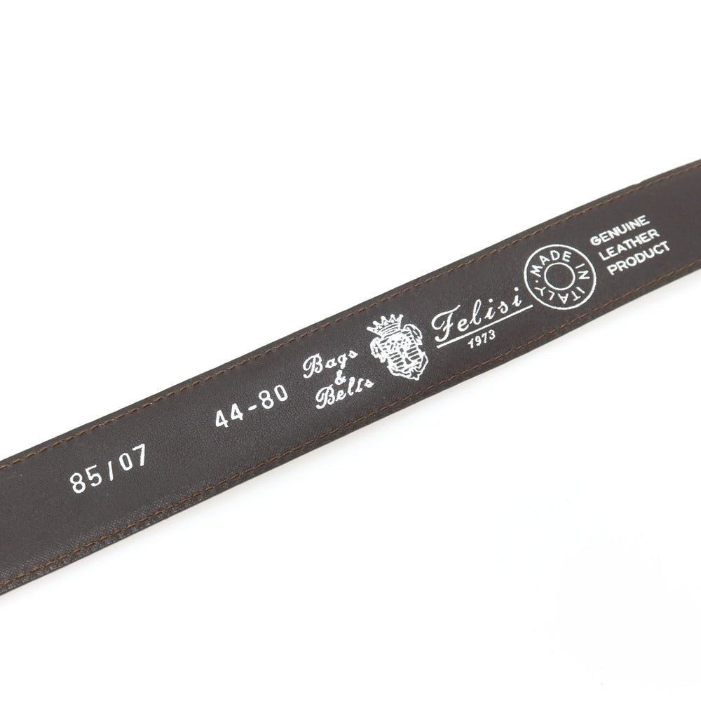 【新品】フェリージ Felisi 85/07 クロコダイル 型押しレザー ベルト ダークブラウンxシルバー【サイズ80】【 状態ランクN 】【 メンズ 】
