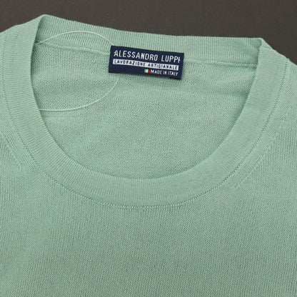 【中古】アレッサンドロルッピ Alessandro Luppi ハイゲージ コットン クルーネック 半袖 プルオーバーニット ミントグリーン【サイズ44】【 状態ランクA 】【 メンズ 】