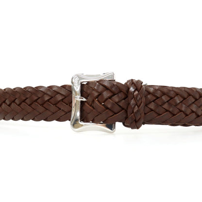 【中古】ジェイアンドエムデヴィッドソン J&amp;M Davidson レザー メッシュベルト ブラウンxシルバー【サイズ34/85】【 状態ランクA 】【 メンズ 】