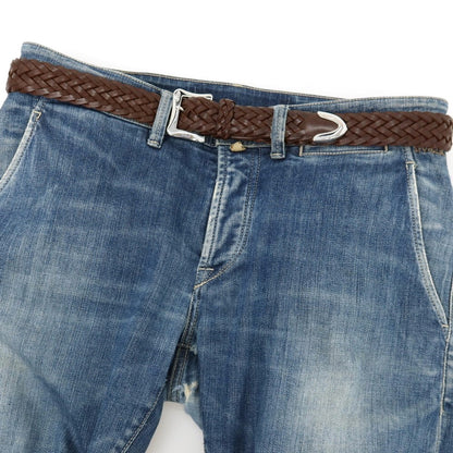【中古】ジェイアンドエムデヴィッドソン J&amp;M Davidson レザー メッシュベルト ブラウンxシルバー【サイズ34/85】【 状態ランクA 】【 メンズ 】