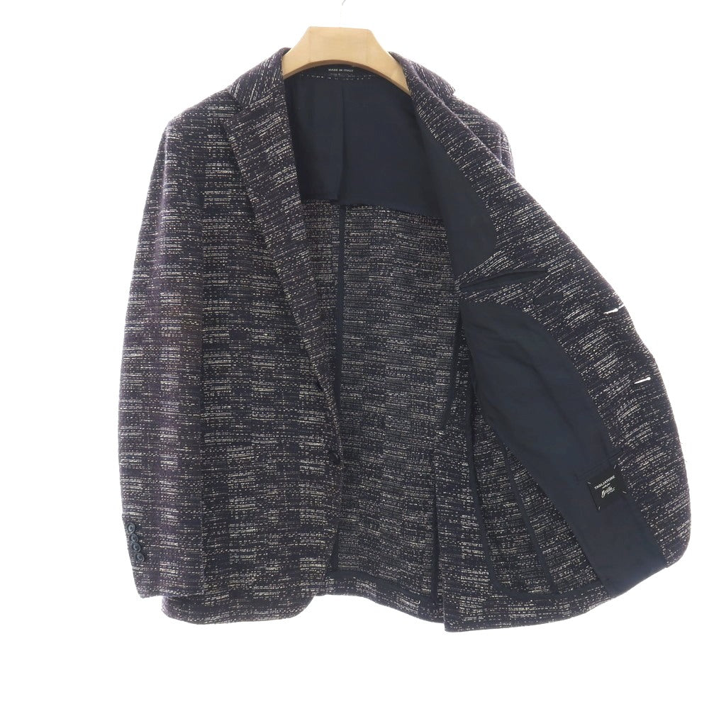 【中古】タリアトーレ TAGLIATORE Brilla per il gusto別注 コットンポリエステルナイロンリネン 2B テーラードジャケット ネイビーxアイボリーベージュ【サイズ48 7R】【 状態ランクC 】【 メンズ 】