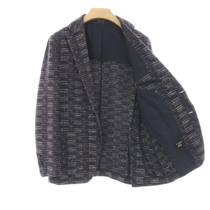 【中古】タリアトーレ TAGLIATORE Brilla per il gusto別注 コットンポリエステルナイロンリネン 2B テーラードジャケット ネイビーxアイボリーベージュ【サイズ48 7R】【 状態ランクC 】【 メンズ 】