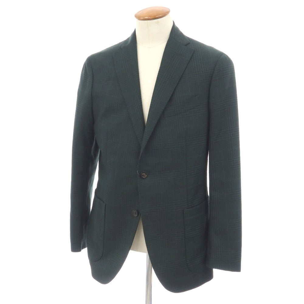 【中古】ボリオリ BOGLIOLI K.JACKET LINEA シルクウールナイロン チェック 2B テーラードジャケット グリーン【サイズ48】【 状態ランクB 】【 メンズ 】
