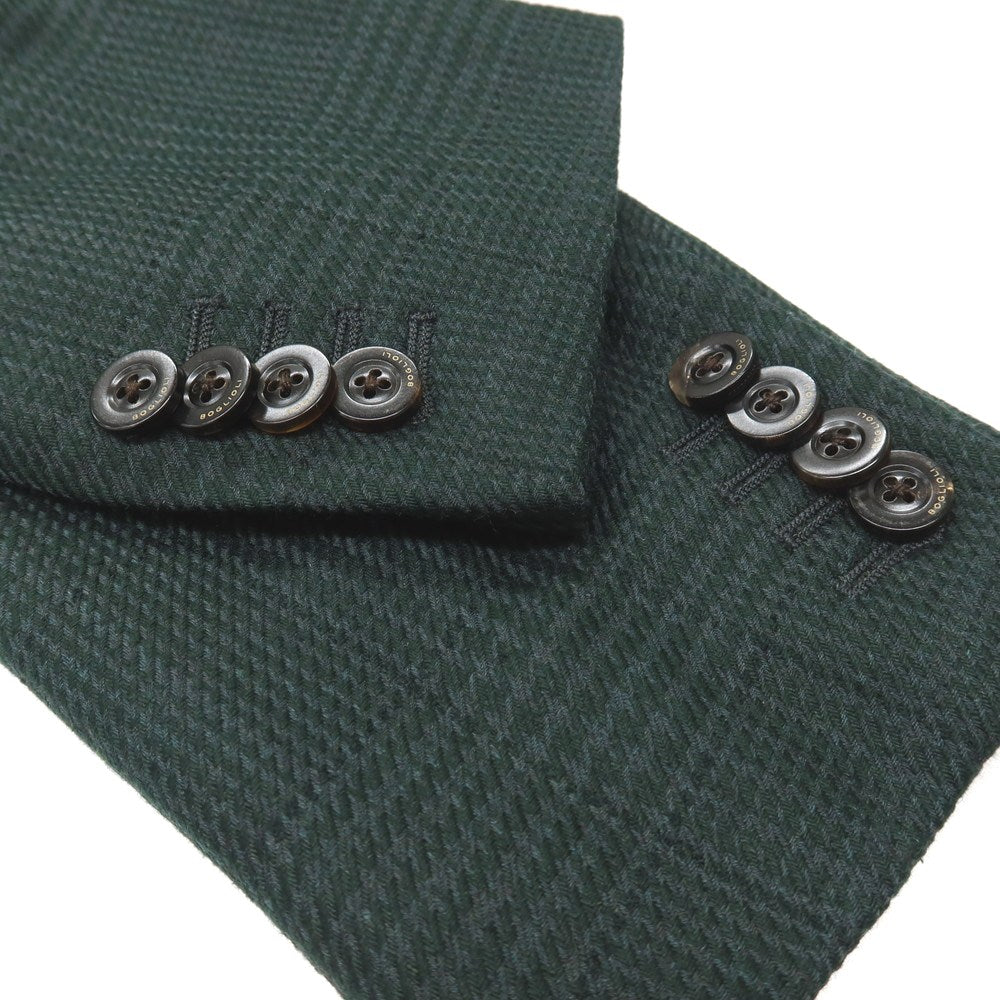 【中古】ボリオリ BOGLIOLI K.JACKET LINEA シルクウールナイロン チェック 2B テーラードジャケット グリーン【サイズ48】【 状態ランクB 】【 メンズ 】