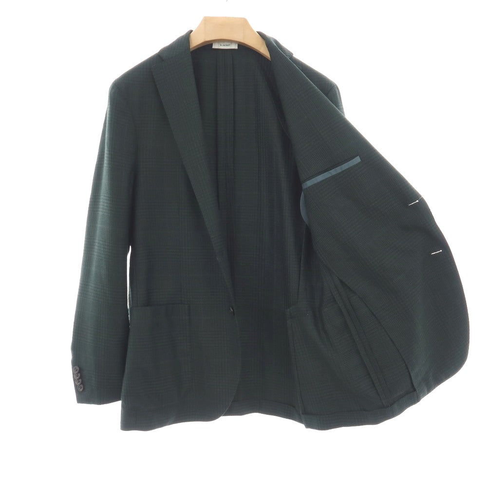 【中古】ボリオリ BOGLIOLI K.JACKET LINEA シルクウールナイロン チェック 2B テーラードジャケット グリーン【サイズ48】【 状態ランクB 】【 メンズ 】