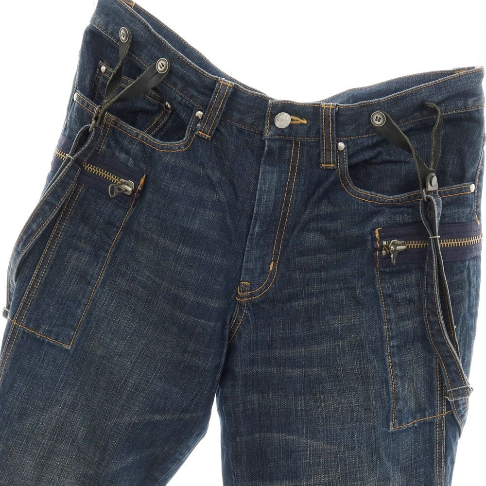 【中古】フォーティーカラッツアンドゴーニーゴ 40ct&amp;525 コットン サスペンダー付き デニムパンツ ジーンズ ネイビー【サイズ88】【 状態ランクB 】【 メンズ 】