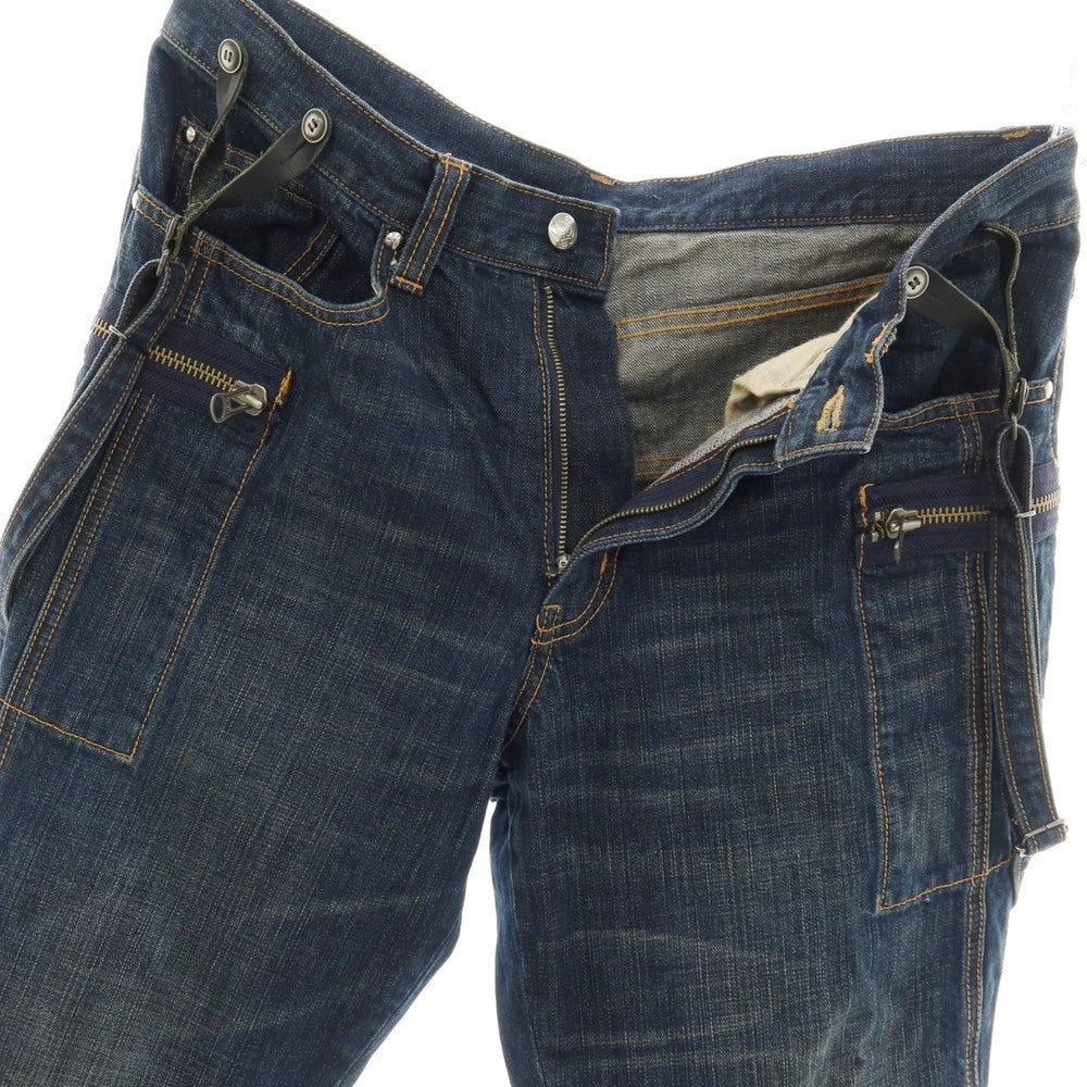 【中古】フォーティーカラッツアンドゴーニーゴ 40ct&amp;525 コットン サスペンダー付き デニムパンツ ジーンズ ネイビー【サイズ88】【 状態ランクB 】【 メンズ 】