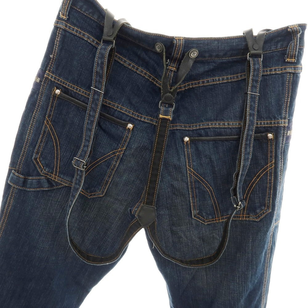 【中古】フォーティーカラッツアンドゴーニーゴ 40ct&amp;525 コットン サスペンダー付き デニムパンツ ジーンズ ネイビー【サイズ88】【 状態ランクB 】【 メンズ 】