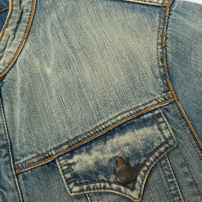【中古】ディーケーエヌワイジーンズ DKNY JEANS コットンポリエステルナイロン 中綿入り デニムジャケット ブルー【サイズS】【 状態ランクC 】【 メンズ 】