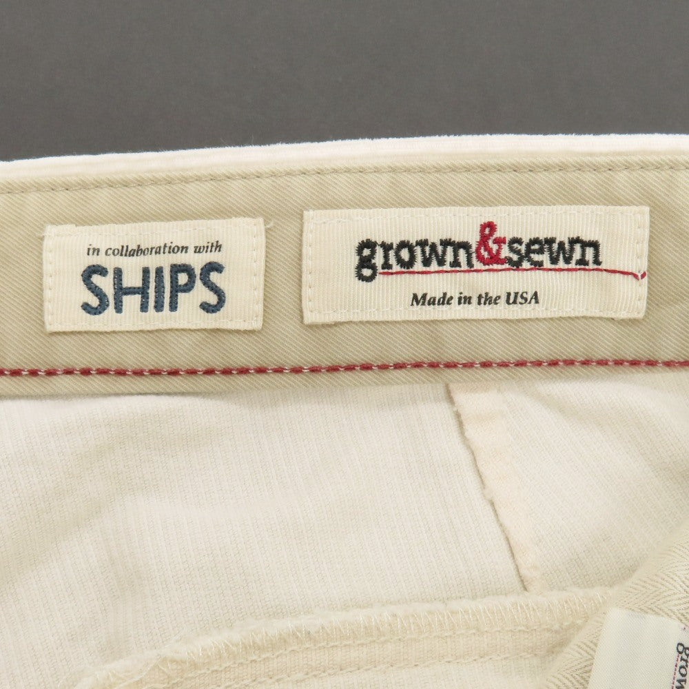 【中古】グロウンアンドソーン grown&amp;sewn SHIP別注 コットン コーデュロイパンツ オフホワイト【サイズ31】【 状態ランクC 】【 メンズ 】