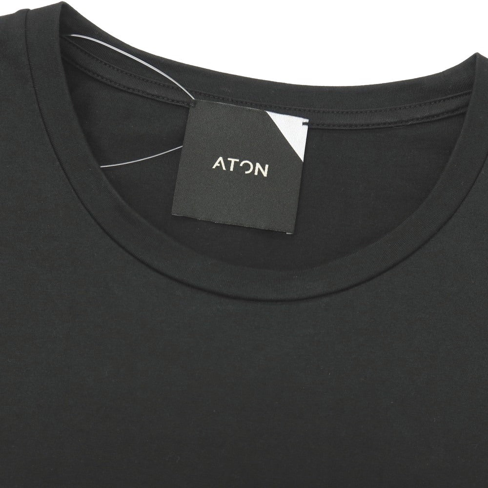 【中古】エイトン ATON コットン クルーネック ラウンドヘム 半袖Ｔシャツ ブラック系【サイズ2】【 状態ランクB 】【 メンズ 】