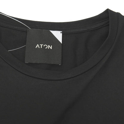 【中古】エイトン ATON コットン クルーネック ラウンドヘム 半袖Ｔシャツ ブラック系【サイズ2】【 状態ランクB 】【 メンズ 】