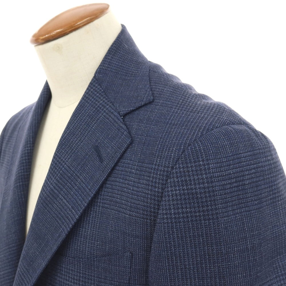 【中古】リングヂャケット RING JACKET ウールシルク グレンチェック 3B テーラードジャケット ライトネイビー【サイズ46】【 状態ランクA 】【 メンズ 】