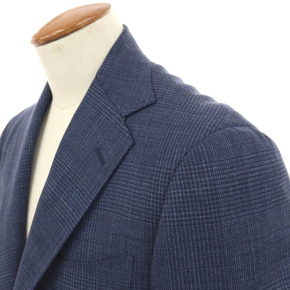 【中古】リングヂャケット RING JACKET ウールシルク グレンチェック 3B テーラードジャケット ライトネイビー【サイズ46】【 状態ランクA 】【 メンズ 】