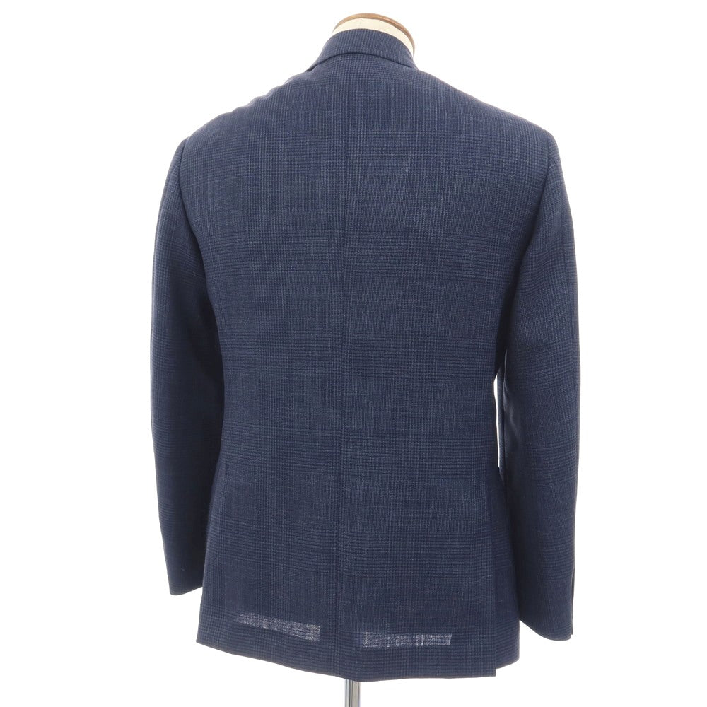 【中古】リングヂャケット RING JACKET ウールシルク グレンチェック 3B テーラードジャケット ライトネイビー【サイズ46】【 状態ランクA 】【 メンズ 】
