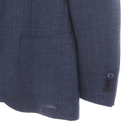 【中古】リングヂャケット RING JACKET ウールシルク グレンチェック 3B テーラードジャケット ライトネイビー【サイズ46】【 状態ランクA 】【 メンズ 】