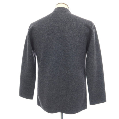【中古】バーニーズニューヨーク BARNEYS NEWYORK ウールナイロンカシミヤ ハウンドトゥース調 1B ノーカラージャケット ネイビー【サイズL】【 状態ランクA 】【 メンズ 】