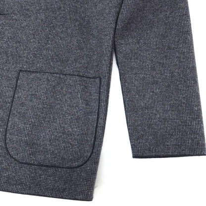 【中古】バーニーズニューヨーク BARNEYS NEWYORK ウールナイロンカシミヤ ハウンドトゥース調 1B ノーカラージャケット ネイビー【サイズL】【 状態ランクA 】【 メンズ 】