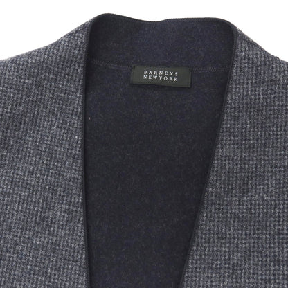 【中古】バーニーズニューヨーク BARNEYS NEWYORK ウールナイロンカシミヤ ハウンドトゥース調 1B ノーカラージャケット ネイビー【サイズL】【 状態ランクA 】【 メンズ 】