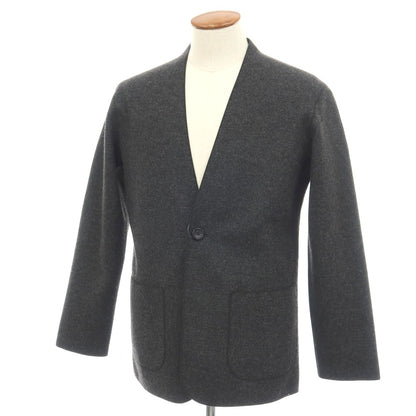【中古】バーニーズニューヨーク BARNEYS NEWYORK ウールナイロンカシミヤ ヘリンボーン調 1B ノーカラージャケット チャコール【サイズM】【 状態ランクA 】【 メンズ 】