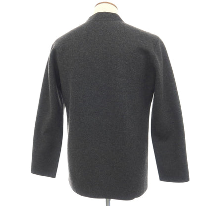【中古】バーニーズニューヨーク BARNEYS NEWYORK ウールナイロンカシミヤ ヘリンボーン調 1B ノーカラージャケット チャコール【サイズM】【 状態ランクA 】【 メンズ 】