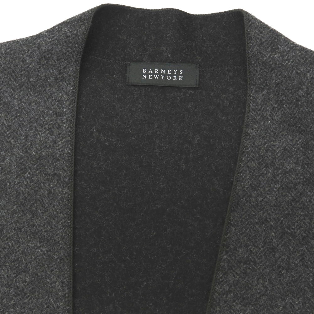 【中古】バーニーズニューヨーク BARNEYS NEWYORK ウールナイロンカシミヤ ヘリンボーン調 1B ノーカラージャケット チャコール【サイズM】【 状態ランクA 】【 メンズ 】