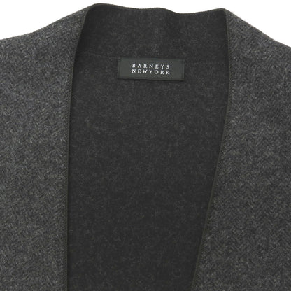 【中古】バーニーズニューヨーク BARNEYS NEWYORK ウールナイロンカシミヤ ヘリンボーン調 1B ノーカラージャケット チャコール【サイズM】【 状態ランクA 】【 メンズ 】