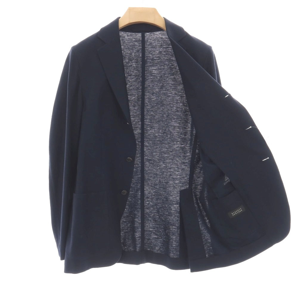 【中古】バーニーズニューヨーク BARNEYS NEWYORK リネンコットンナイロン ジャージー 3B カジュアルジャケット ネイビー【サイズ48】【 状態ランクB 】【 メンズ 】