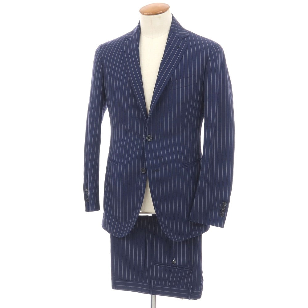 【中古】スティレ ラティーノ STILE LATINO ウール ストライプ 3つボタンスーツ ライトネイビーxホワイト【サイズ46 DROP,8R】【 状態ランクC 】【 メンズ 】