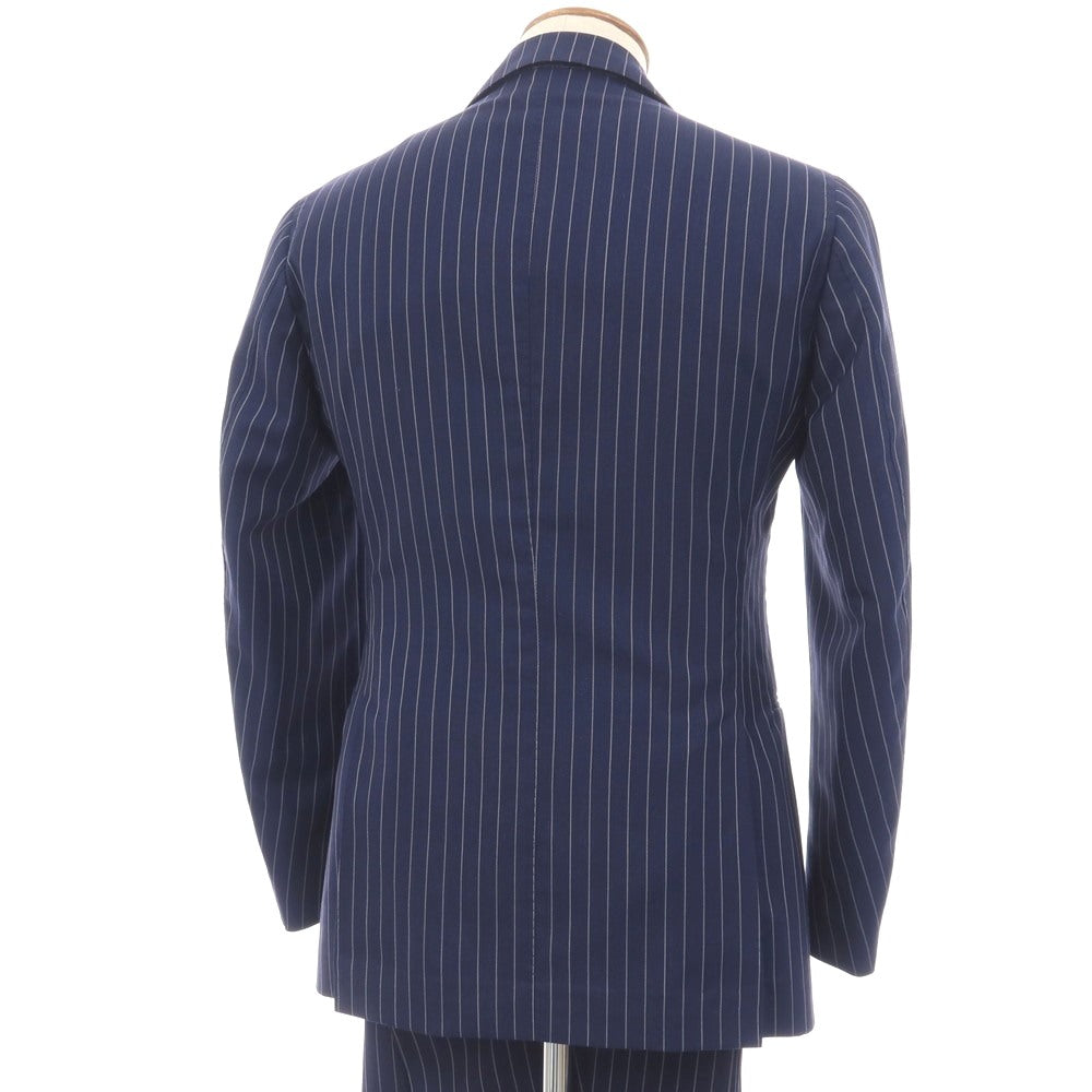 【中古】スティレ ラティーノ STILE LATINO ウール ストライプ 3つボタンスーツ ライトネイビーxホワイト【サイズ46 DROP,8R】【 状態ランクC 】【 メンズ 】