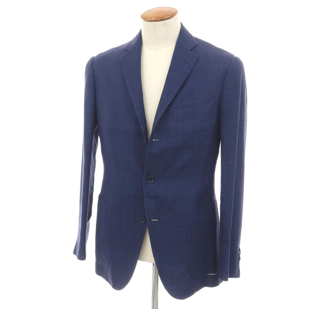 【中古】ベルベスト Belvest BEAMS F別注 リネンウールシルク ヘリンボーン 3B テーラードジャケット ライトネイビー【サイズ46】【 状態ランクD 】【 メンズ 】