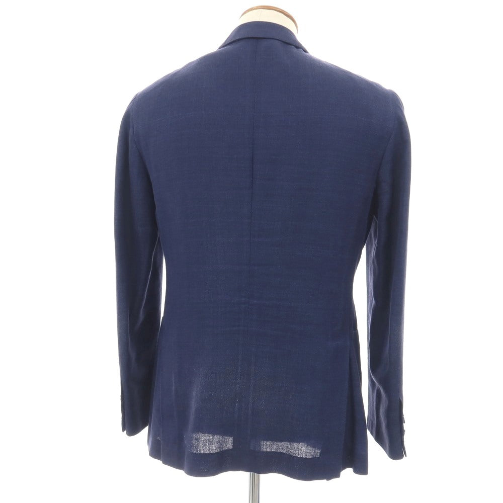 【中古】ベルベスト Belvest BEAMS F別注 リネンウールシルク ヘリンボーン 3B テーラードジャケット ライトネイビー【サイズ46】【 状態ランクD 】【 メンズ 】