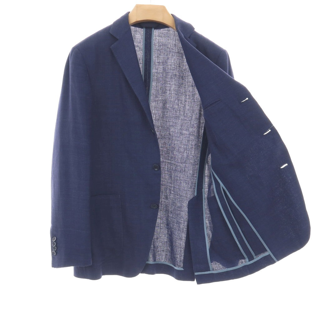 【中古】ベルベスト Belvest BEAMS F別注 リネンウールシルク ヘリンボーン 3B テーラードジャケット ライトネイビー【サイズ46】【 状態ランクD 】【 メンズ 】