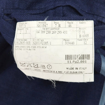 【中古】ベルベスト Belvest BEAMS F別注 リネンウールシルク ヘリンボーン 3B テーラードジャケット ライトネイビー【サイズ46】【 状態ランクD 】【 メンズ 】