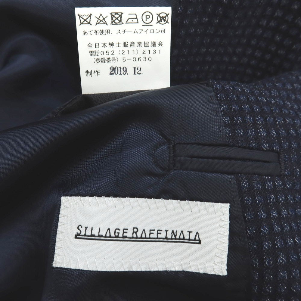 【中古】シアージュ ラッフィナータ Sillage Raffinata ウールポリウレタン 3B テーラードジャケット ネイビー【サイズ表記なし（M位）】【 状態ランクB 】【 メンズ 】