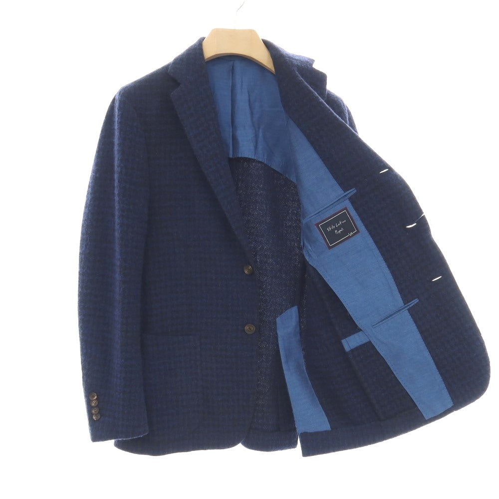 【中古】スティレ ラティーノ STILE LATINO ウールナイロン ハウンドトゥース 3B テーラードジャケット ネイビーxブラック【サイズ46】【 状態ランクC 】【 メンズ 】