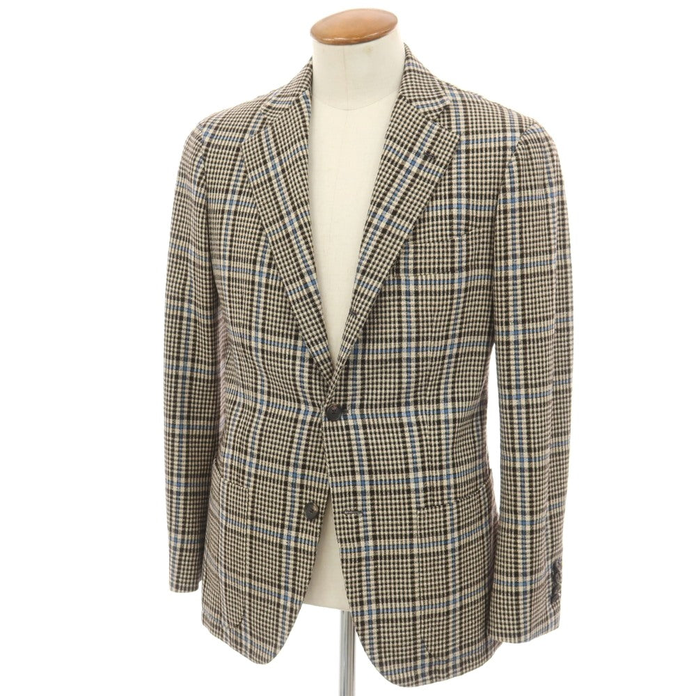 【中古】サルトリア ダルクオーレ Sartoria DAL CUORE ウール チェック 3B テーラードジャケット ベージュxブラウン【サイズ46】【 状態ランクC 】【 メンズ 】