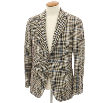 【中古】サルトリア ダルクオーレ Sartoria DAL CUORE ウール チェック 3B テーラードジャケット ベージュxブラウン【サイズ46】【 状態ランクC 】【 メンズ 】