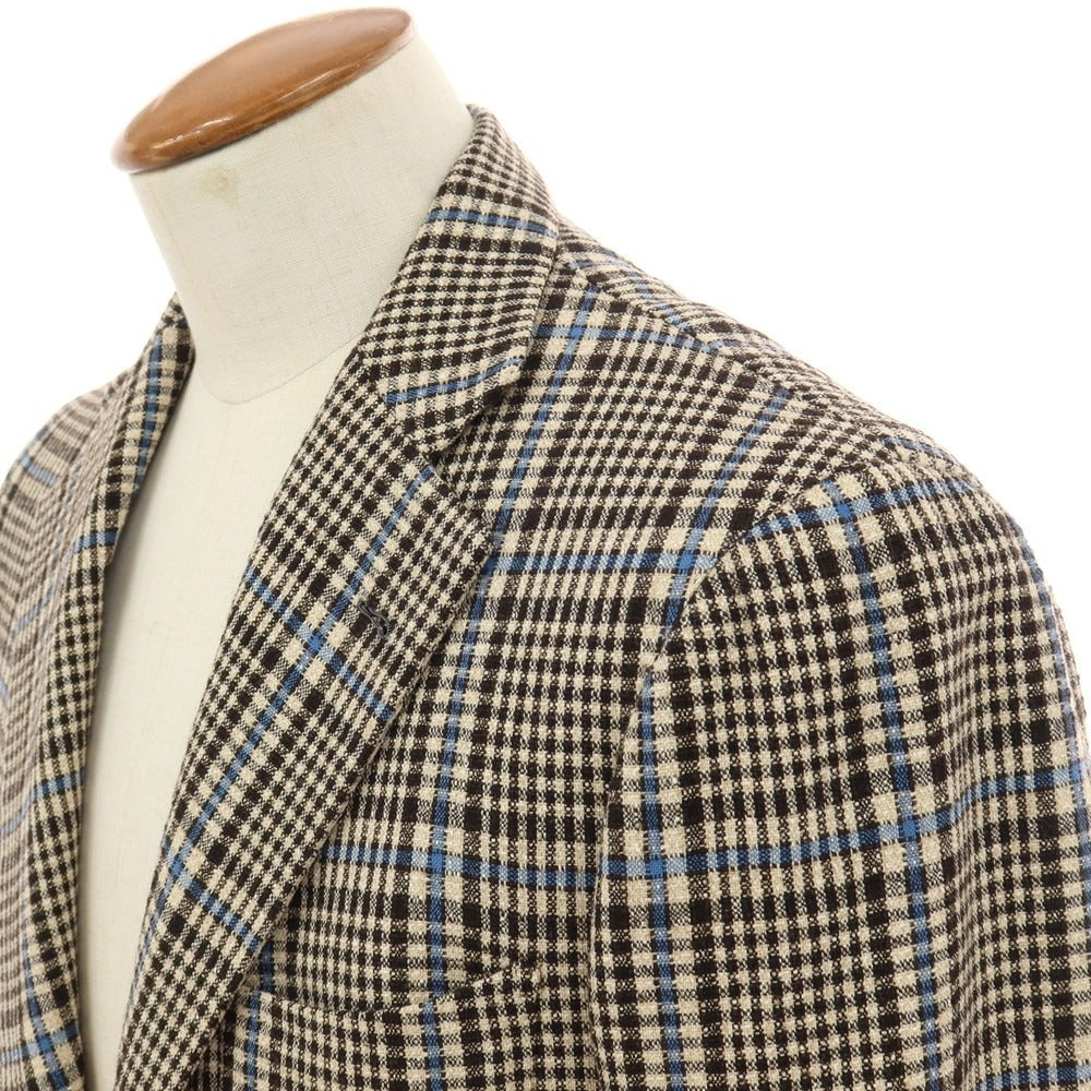 【中古】サルトリア ダルクオーレ Sartoria DAL CUORE ウール チェック 3B テーラードジャケット ベージュxブラウン【サイズ46】【 状態ランクC 】【 メンズ 】
