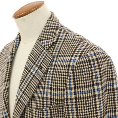 【中古】サルトリア ダルクオーレ Sartoria DAL CUORE ウール チェック 3B テーラードジャケット ベージュxブラウン【サイズ46】【 状態ランクC 】【 メンズ 】